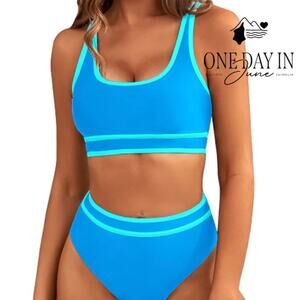 Blooming Jelly High Waist Crop Bikini Swimsuit Size 2XL